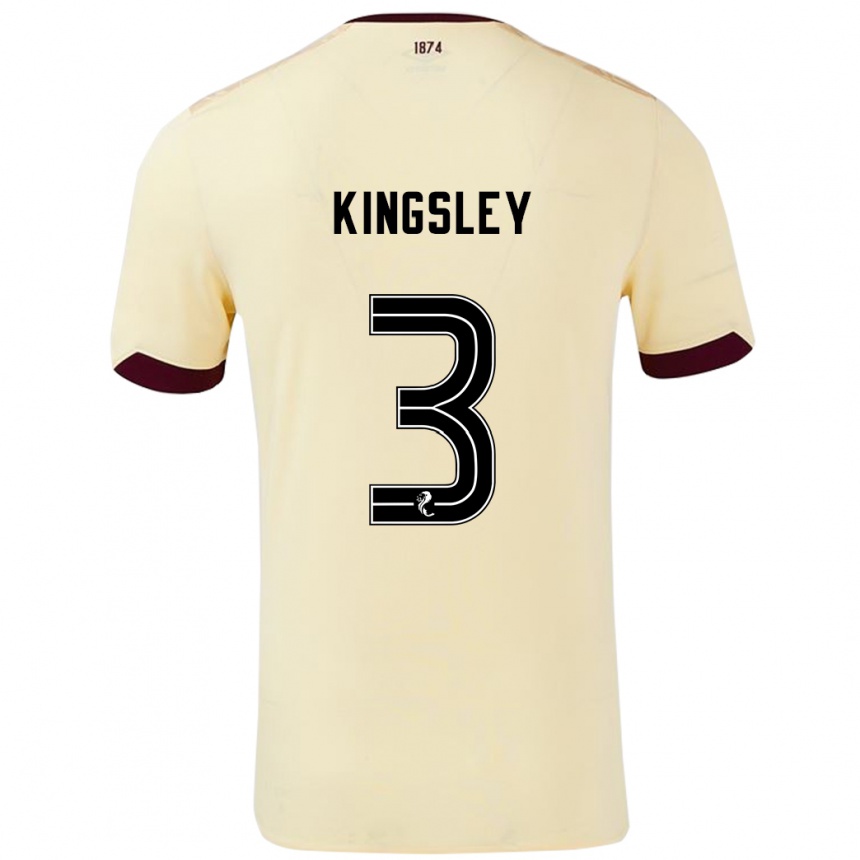 Kids Football Stephen Kingsley #3 Cream Burgundy Away Jersey 2024/25 T-Shirt Australia