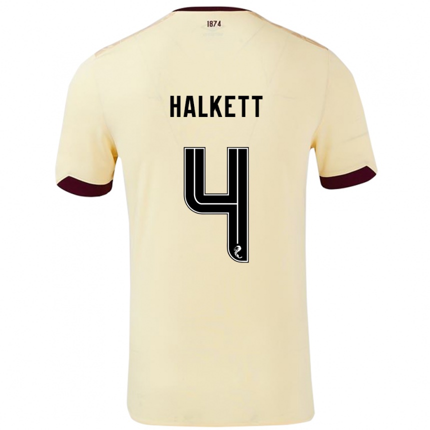 Kids Football Craig Halkett #4 Cream Burgundy Away Jersey 2024/25 T-Shirt Australia