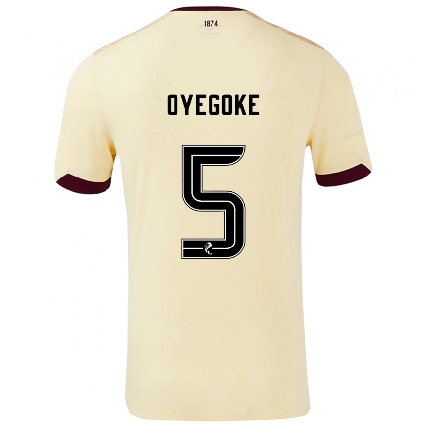 Kids Football Daniel Oyegoke #5 Cream Burgundy Away Jersey 2024/25 T-Shirt Australia