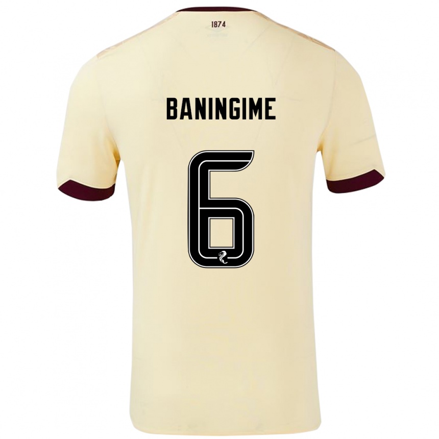 Kids Football Beni Baningime #6 Cream Burgundy Away Jersey 2024/25 T-Shirt Australia