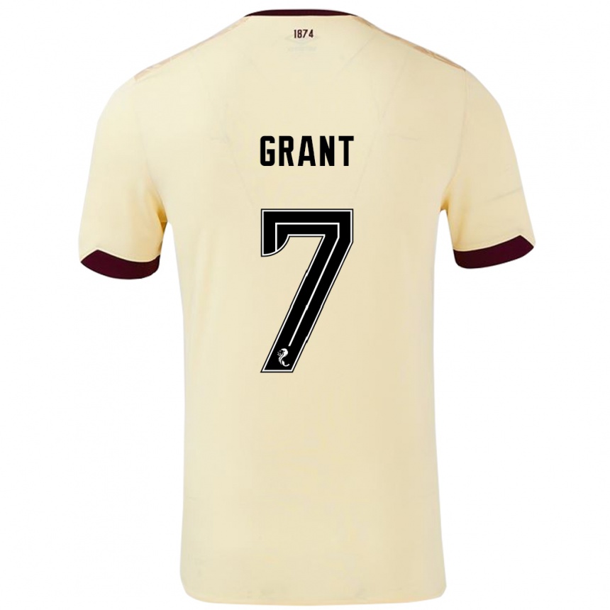 Kids Football Jorge Grant #7 Cream Burgundy Away Jersey 2024/25 T-Shirt Australia