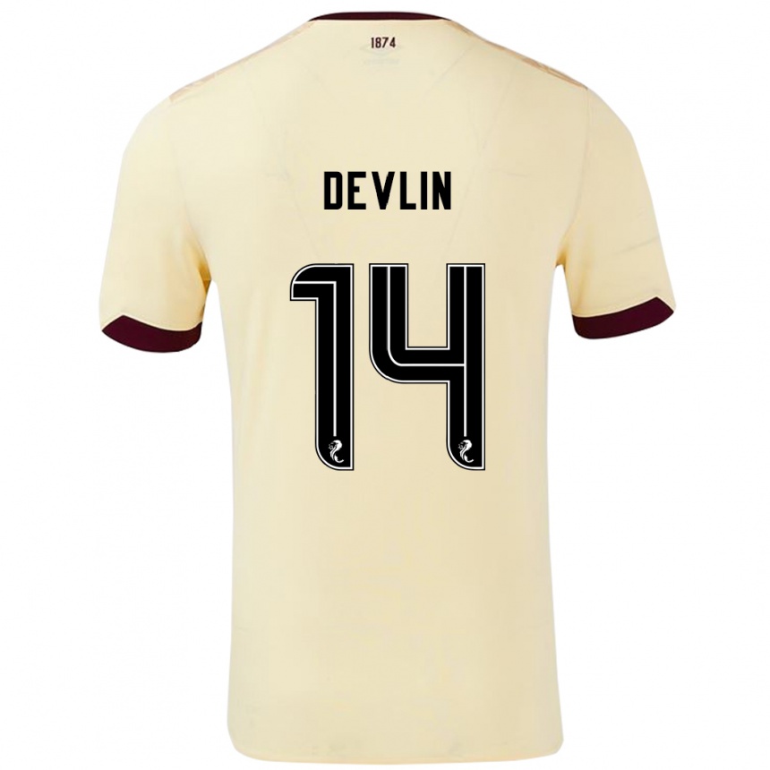 Kids Football Cammy Devlin #14 Cream Burgundy Away Jersey 2024/25 T-Shirt Australia