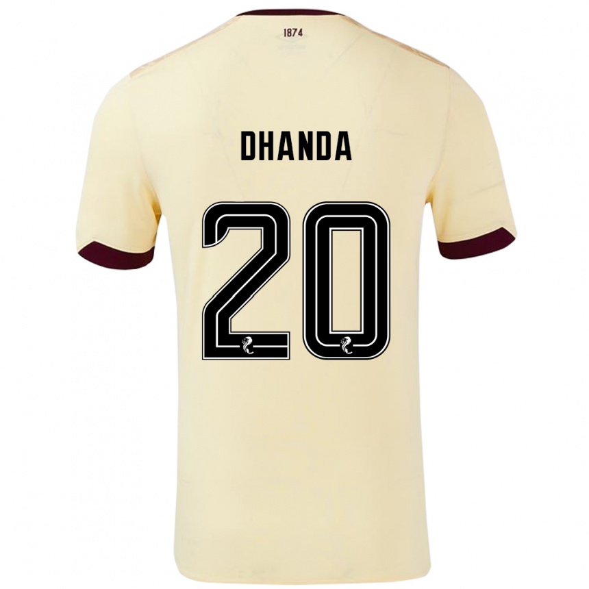 Kids Football Yan Dhanda #20 Cream Burgundy Away Jersey 2024/25 T-Shirt Australia