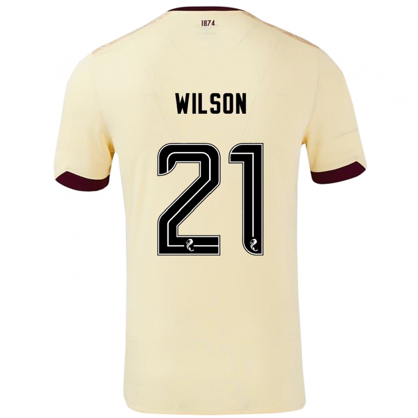 Kids Football James Wilson #21 Cream Burgundy Away Jersey 2024/25 T-Shirt Australia