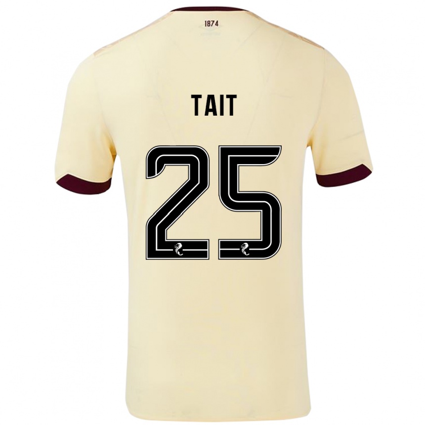 Kids Football Macaulay Tait #25 Cream Burgundy Away Jersey 2024/25 T-Shirt Australia