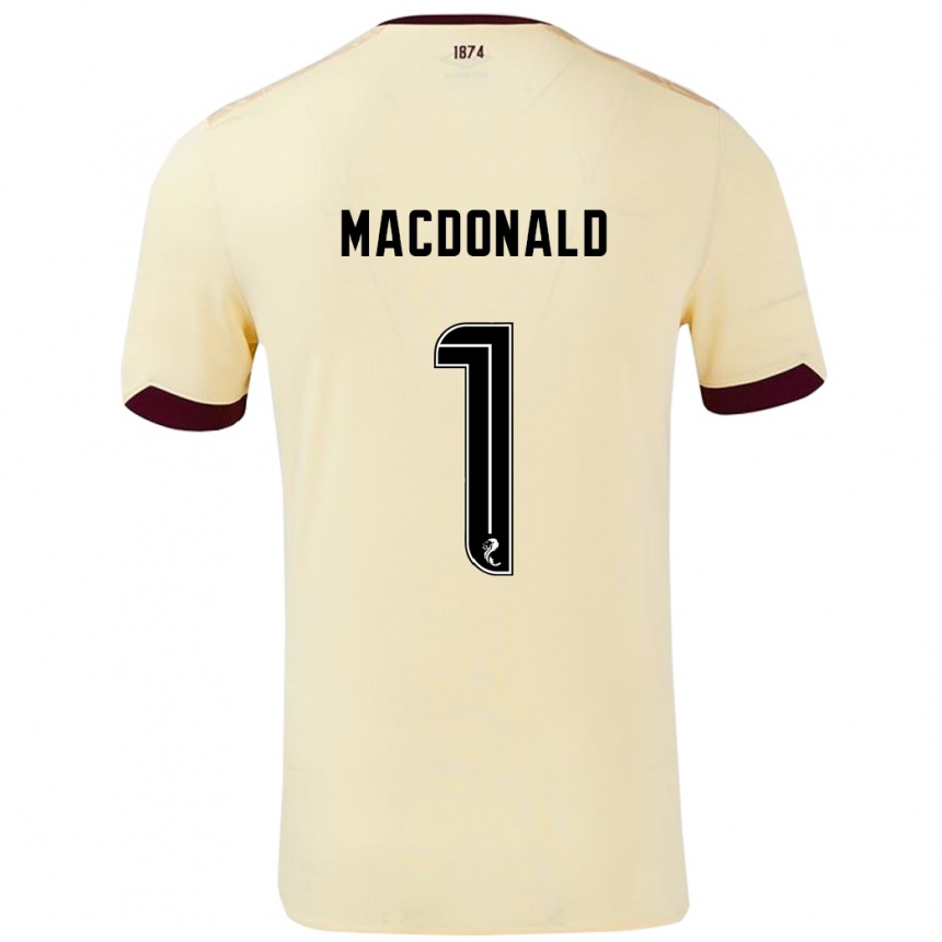 Kids Football Jamie Macdonald #1 Cream Burgundy Away Jersey 2024/25 T-Shirt Australia