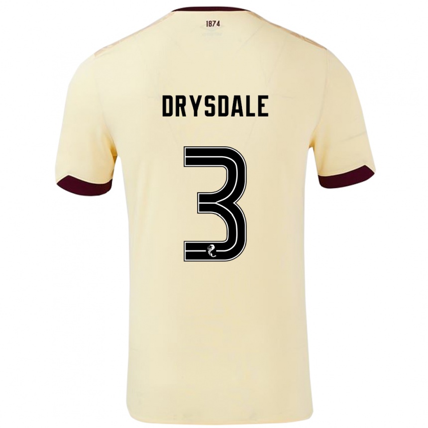 Kids Football Ethan Drysdale #3 Cream Burgundy Away Jersey 2024/25 T-Shirt Australia