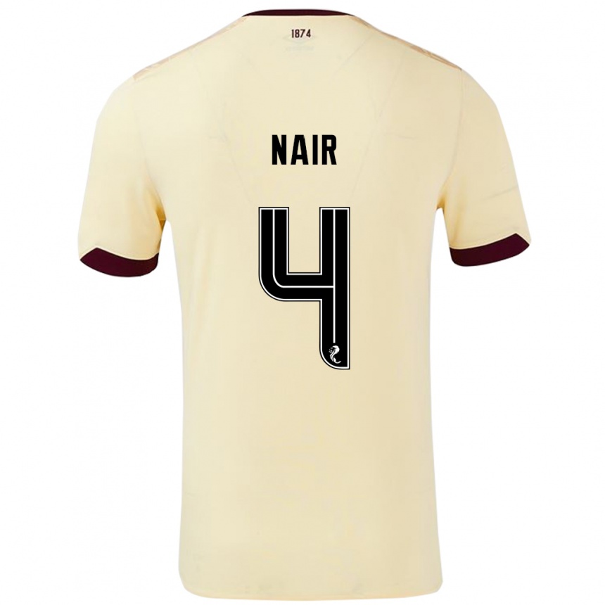 Kids Football Kenzi Nair #4 Cream Burgundy Away Jersey 2024/25 T-Shirt Australia