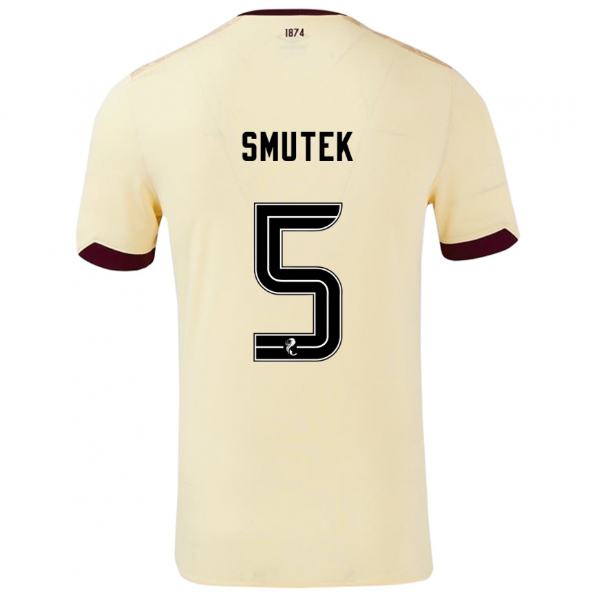 Kids Football Kai Smutek #5 Cream Burgundy Away Jersey 2024/25 T-Shirt Australia