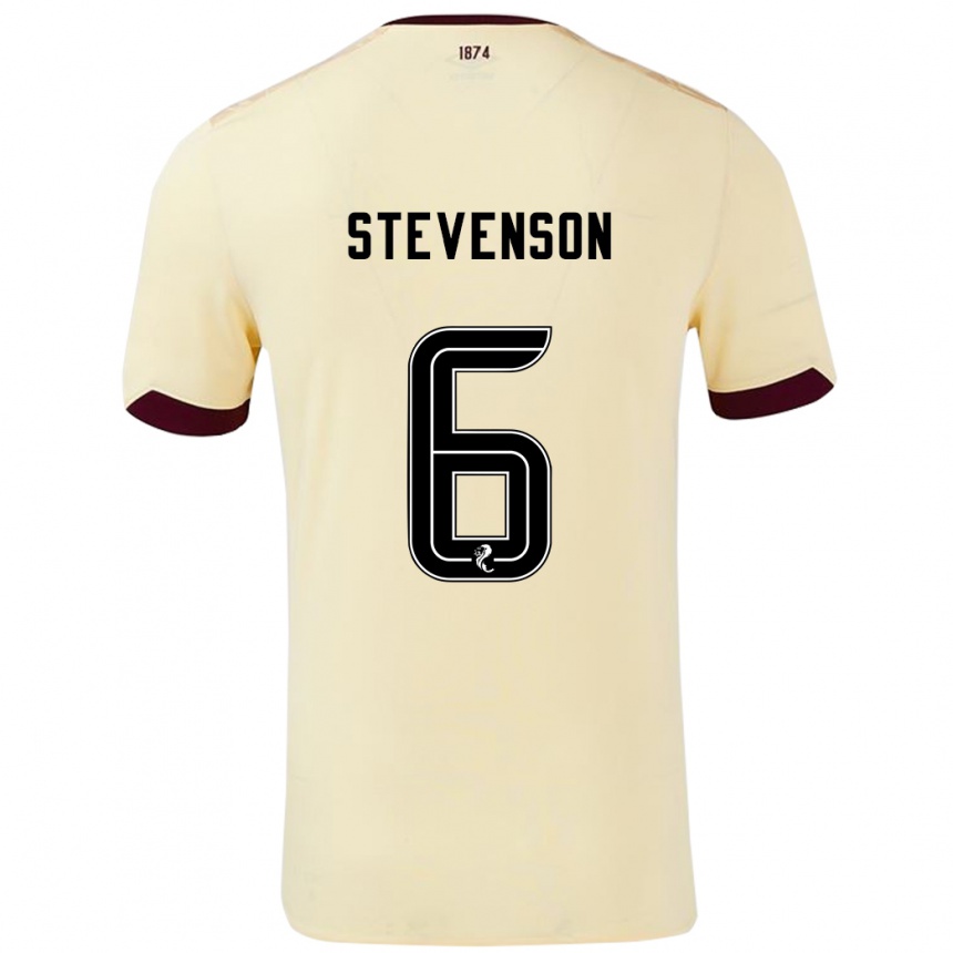 Kids Football Gus Stevenson #6 Cream Burgundy Away Jersey 2024/25 T-Shirt Australia