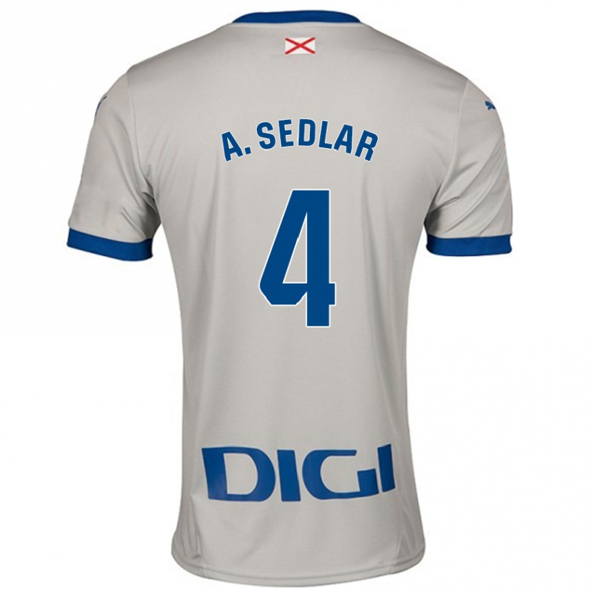 Kids Football Aleksandar Sedlar #4 Light Gray Away Jersey 2024/25 T-Shirt Australia