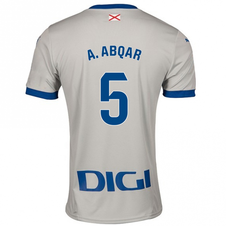 Kids Football Abdel Abqar #5 Light Gray Away Jersey 2024/25 T-Shirt Australia