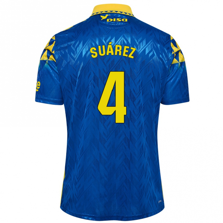 Kids Football Alex Suárez #4 Blue Yellow Away Jersey 2024/25 T-Shirt Australia