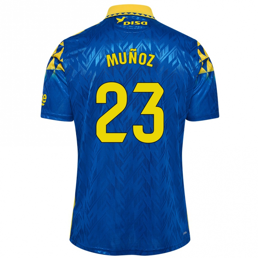 Kids Football Álex Muñoz #23 Blue Yellow Away Jersey 2024/25 T-Shirt Australia