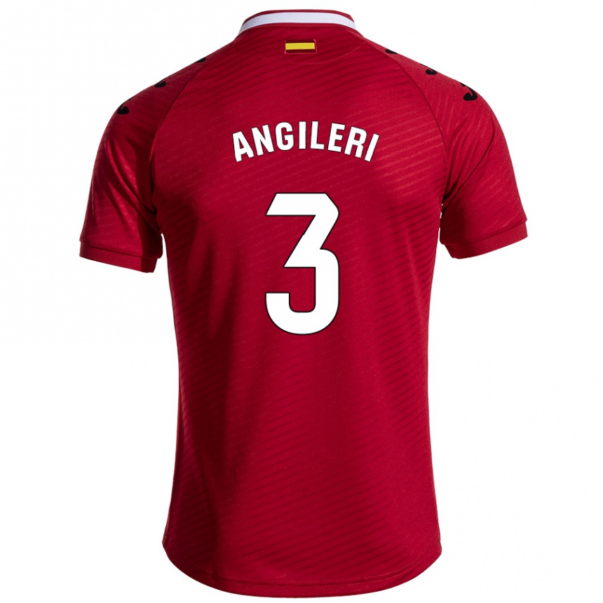 Kids Football Fabrizio Angileri #3 Dark Red Away Jersey 2024/25 T-Shirt Australia