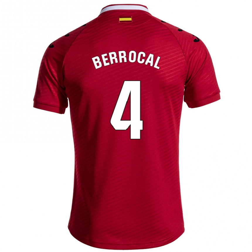 Kids Football Juan Berrocal #4 Dark Red Away Jersey 2024/25 T-Shirt Australia