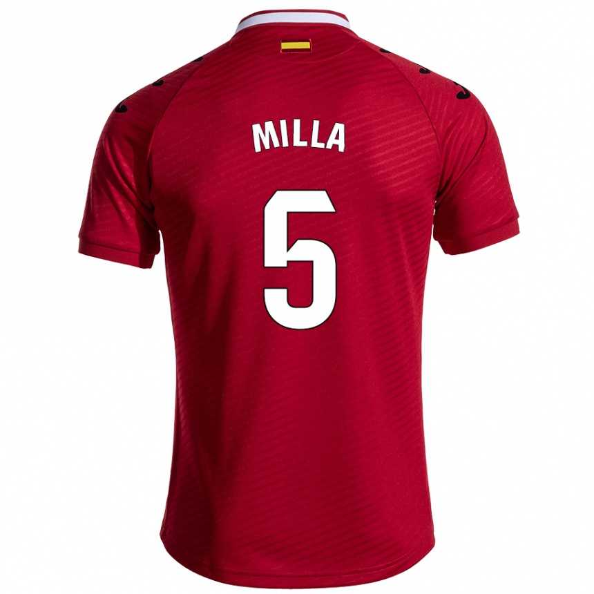 Kids Football Luis Milla #5 Dark Red Away Jersey 2024/25 T-Shirt Australia