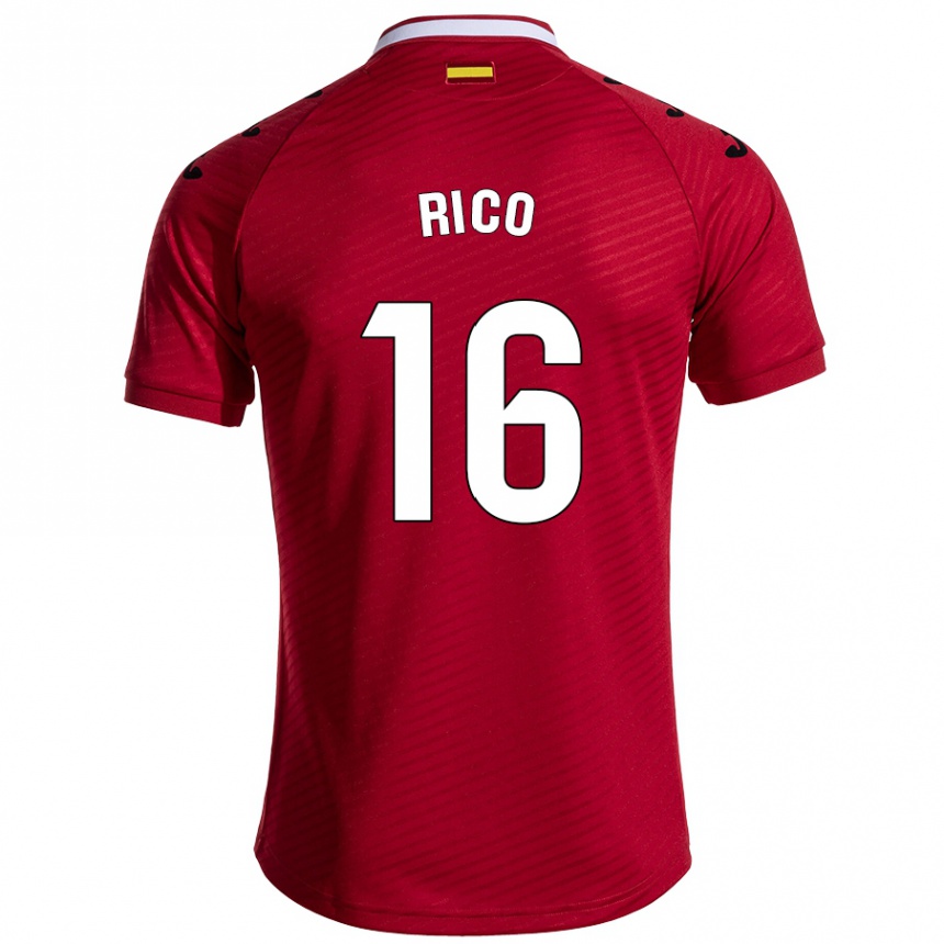 Kids Football Diego Rico #16 Dark Red Away Jersey 2024/25 T-Shirt Australia