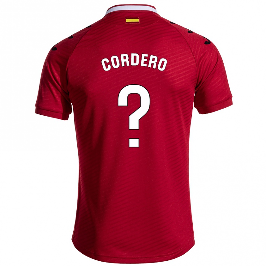 Kids Football Alberto Cordero #0 Dark Red Away Jersey 2024/25 T-Shirt Australia