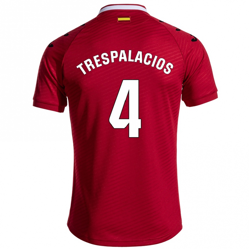 Kids Football Adrián Trespalacios #4 Dark Red Away Jersey 2024/25 T-Shirt Australia