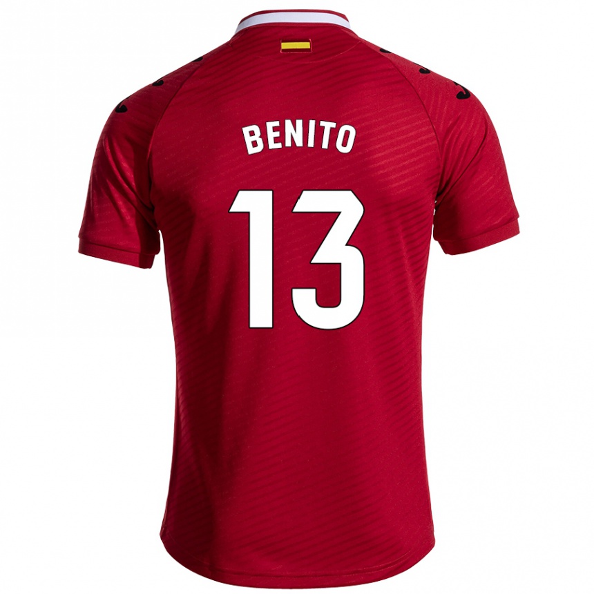 Kids Football Jorge Benito #13 Dark Red Away Jersey 2024/25 T-Shirt Australia