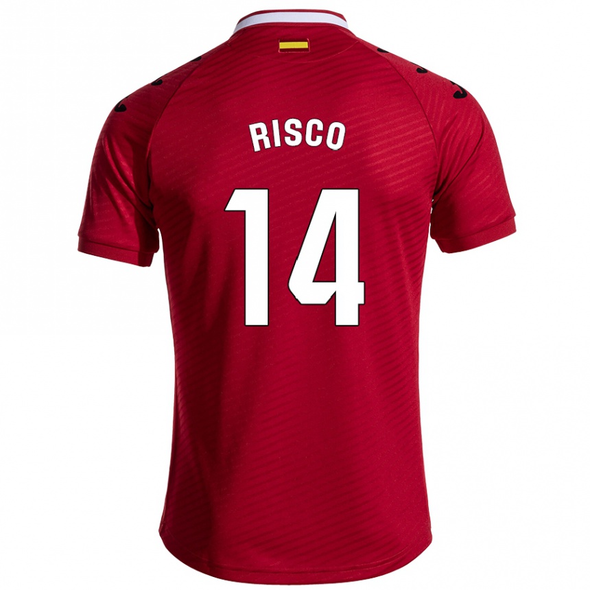 Kids Football Alberto Risco #14 Dark Red Away Jersey 2024/25 T-Shirt Australia