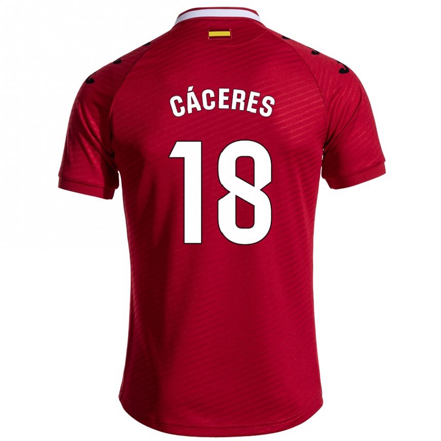 Kids Football Damián Cáceres #18 Dark Red Away Jersey 2024/25 T-Shirt Australia