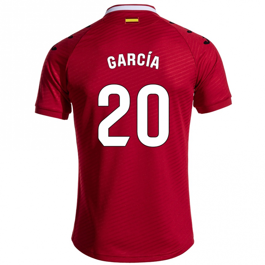 Kids Football Álex García #20 Dark Red Away Jersey 2024/25 T-Shirt Australia