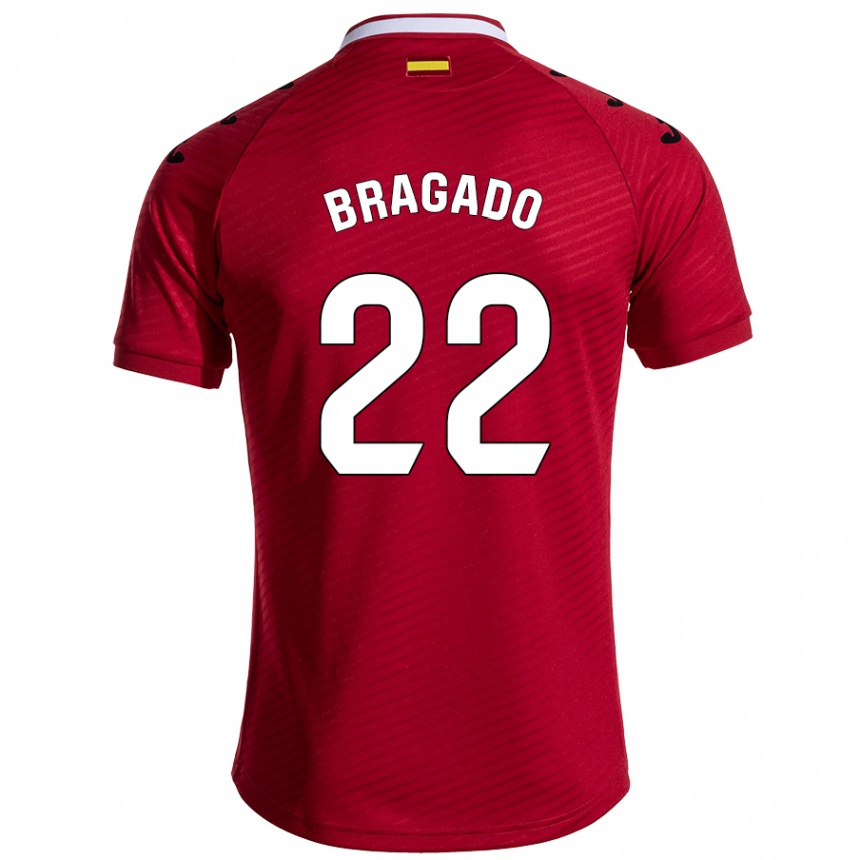 Kids Football Alonso Bragado #22 Dark Red Away Jersey 2024/25 T-Shirt Australia