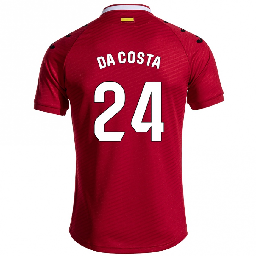 Kids Football Coba Da Costa #24 Dark Red Away Jersey 2024/25 T-Shirt Australia