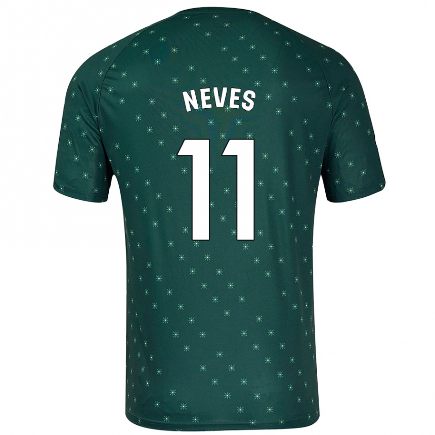 Kids Football Hugo Neves #11 Dark Green Away Jersey 2024/25 T-Shirt Australia