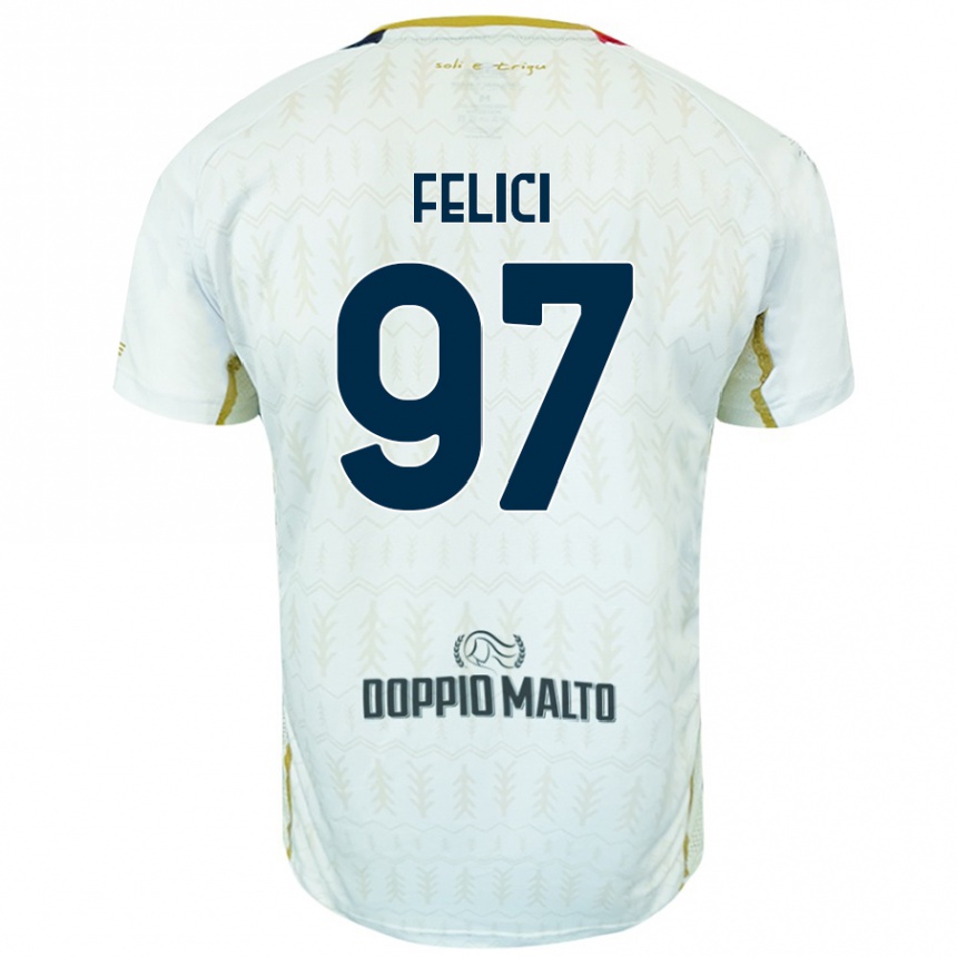 Kids Football Mattia Felici #97 White Away Jersey 2024/25 T-Shirt Australia