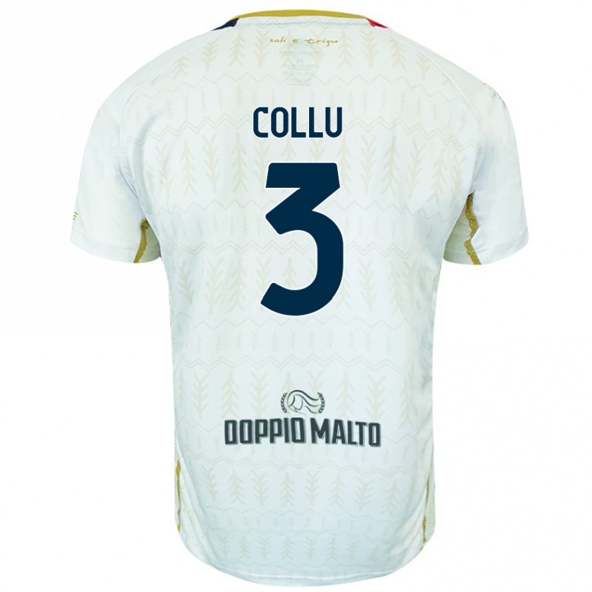 Kids Football Davide Collu #3 White Away Jersey 2024/25 T-Shirt Australia