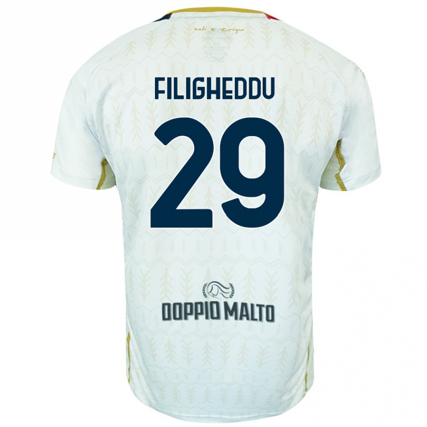 Kids Football Daniele Filigheddu #29 White Away Jersey 2024/25 T-Shirt Australia