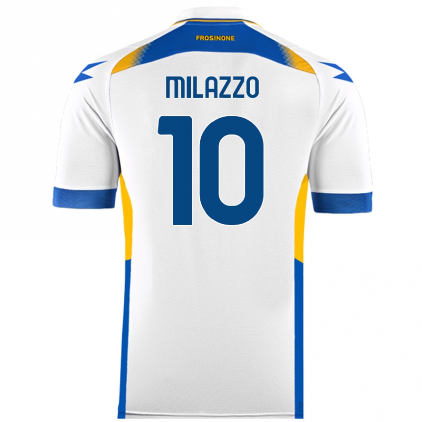 Kids Football Simone Milazzo #10 White Away Jersey 2024/25 T-Shirt Australia