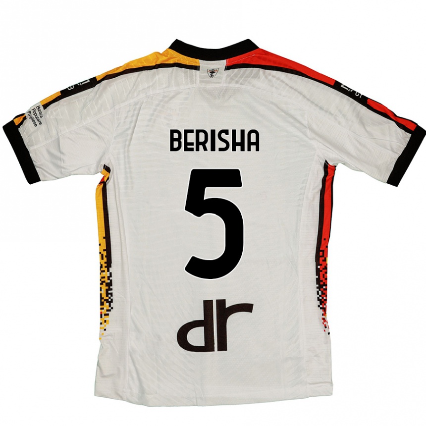 Kids Football Medon Berisha #5 White Black Away Jersey 2024/25 T-Shirt Australia