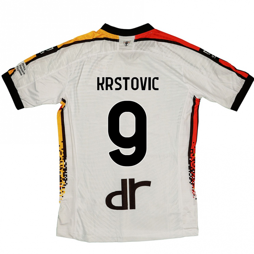 Kids Football Nikola Krstovic #9 White Black Away Jersey 2024/25 T-Shirt Australia