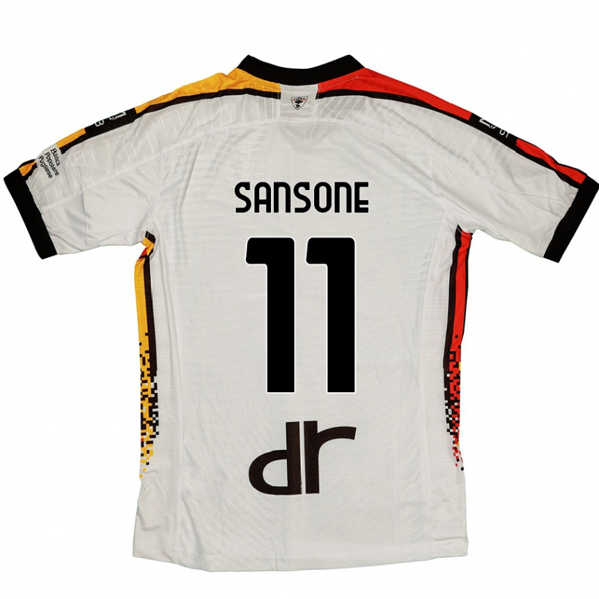 Kids Football Nicola Sansone #11 White Black Away Jersey 2024/25 T-Shirt Australia