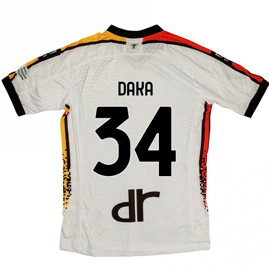 Kids Football Dario Daka #34 White Black Away Jersey 2024/25 T-Shirt Australia