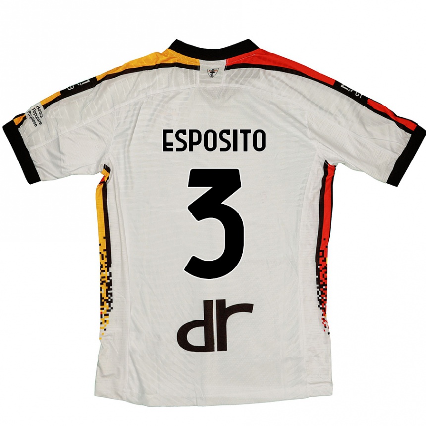 Kids Football Sebastian Esposito #3 White Black Away Jersey 2024/25 T-Shirt Australia