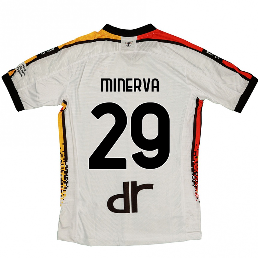 Kids Football Francesco Minerva #29 White Black Away Jersey 2024/25 T-Shirt Australia