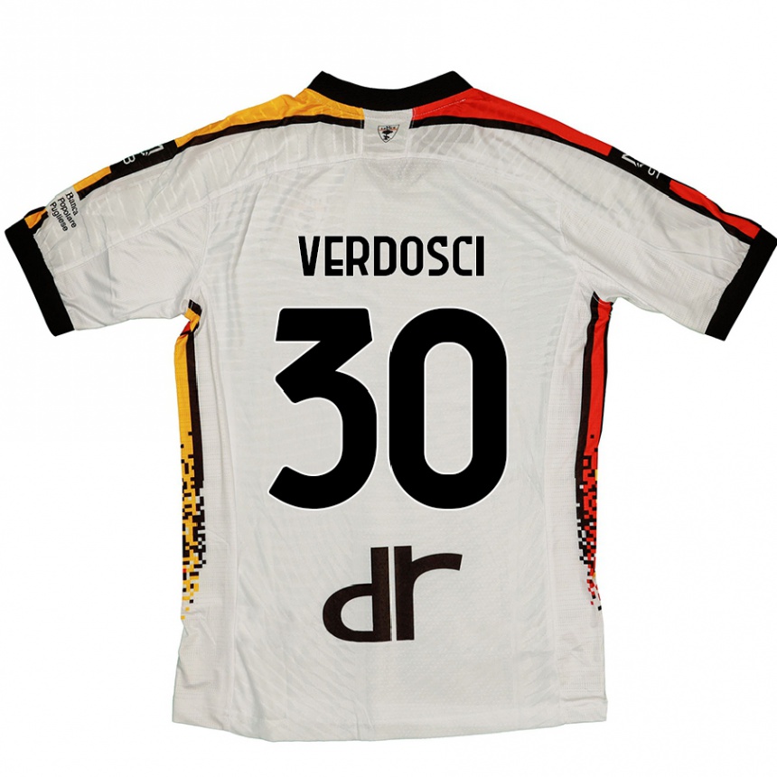 Kids Football Simone Verdosci #30 White Black Away Jersey 2024/25 T-Shirt Australia