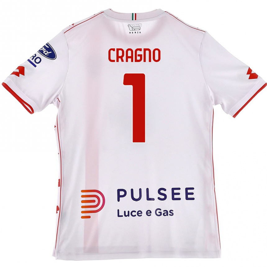 Kids Football Alessio Cragno #1 White Red Away Jersey 2024/25 T-Shirt Australia