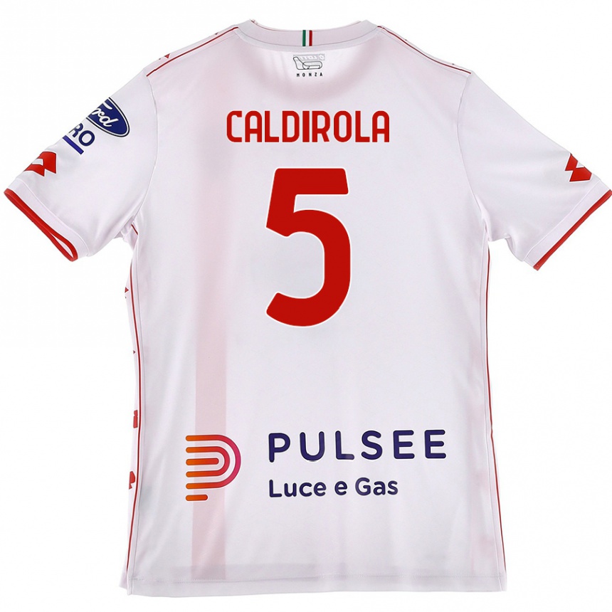 Kids Football Luca Caldirola #5 White Red Away Jersey 2024/25 T-Shirt Australia