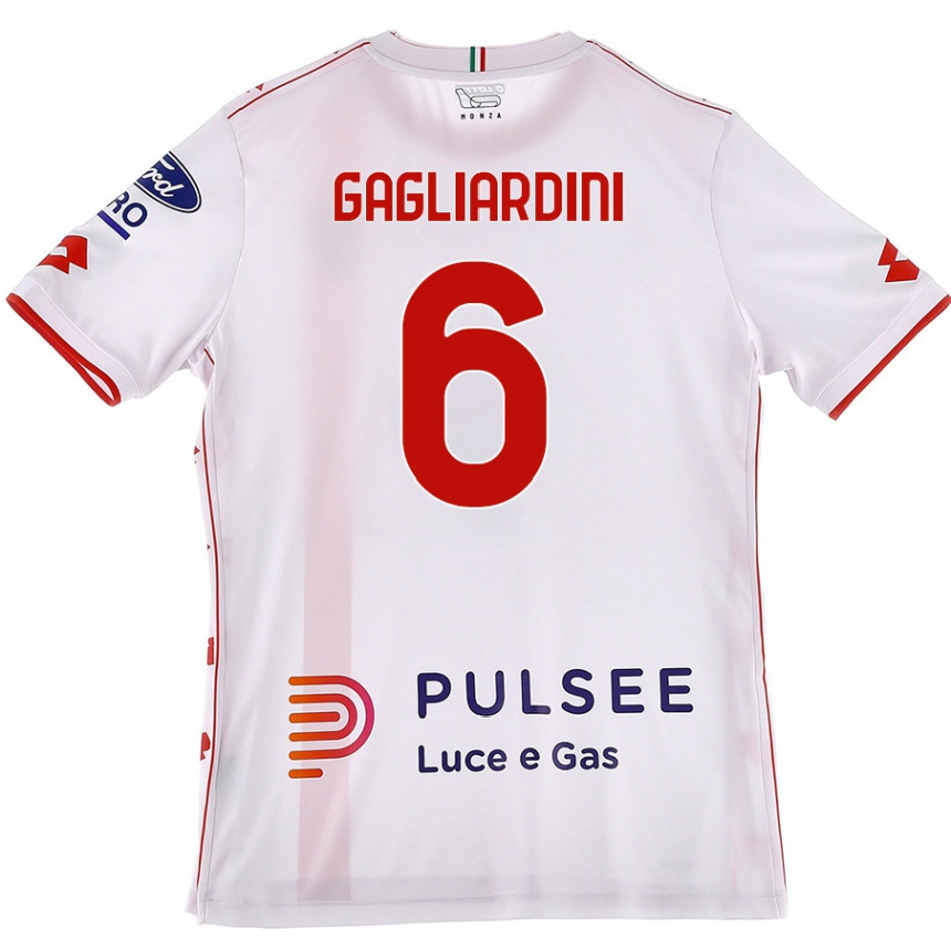 Kids Football Roberto Gagliardini #6 White Red Away Jersey 2024/25 T-Shirt Australia