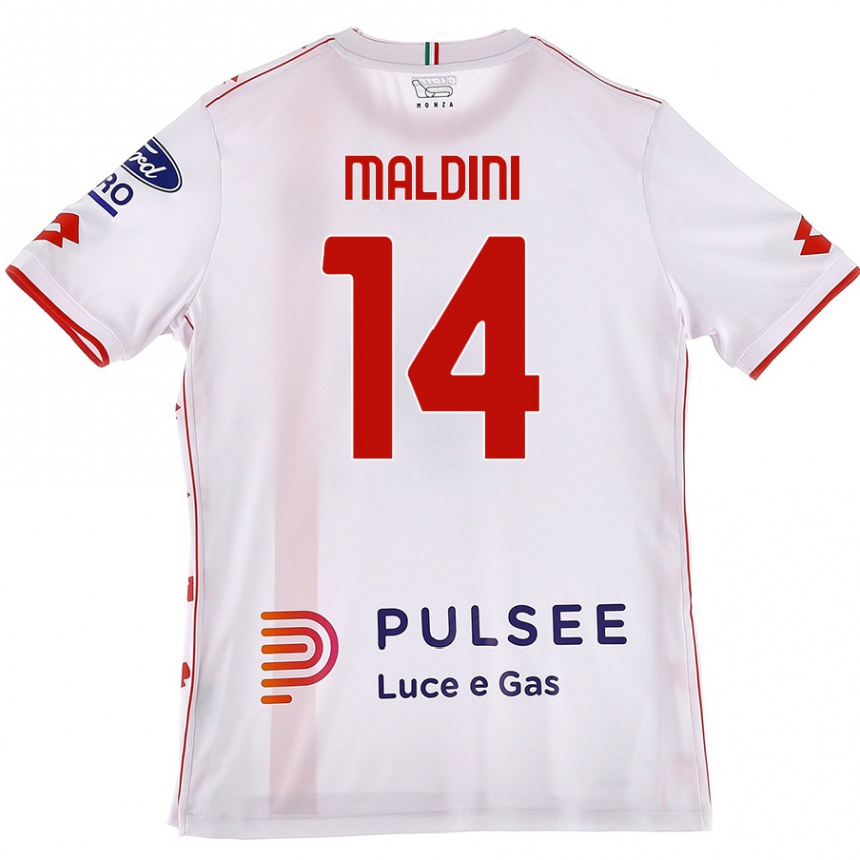 Kids Football Daniel Maldini #14 White Red Away Jersey 2024/25 T-Shirt Australia