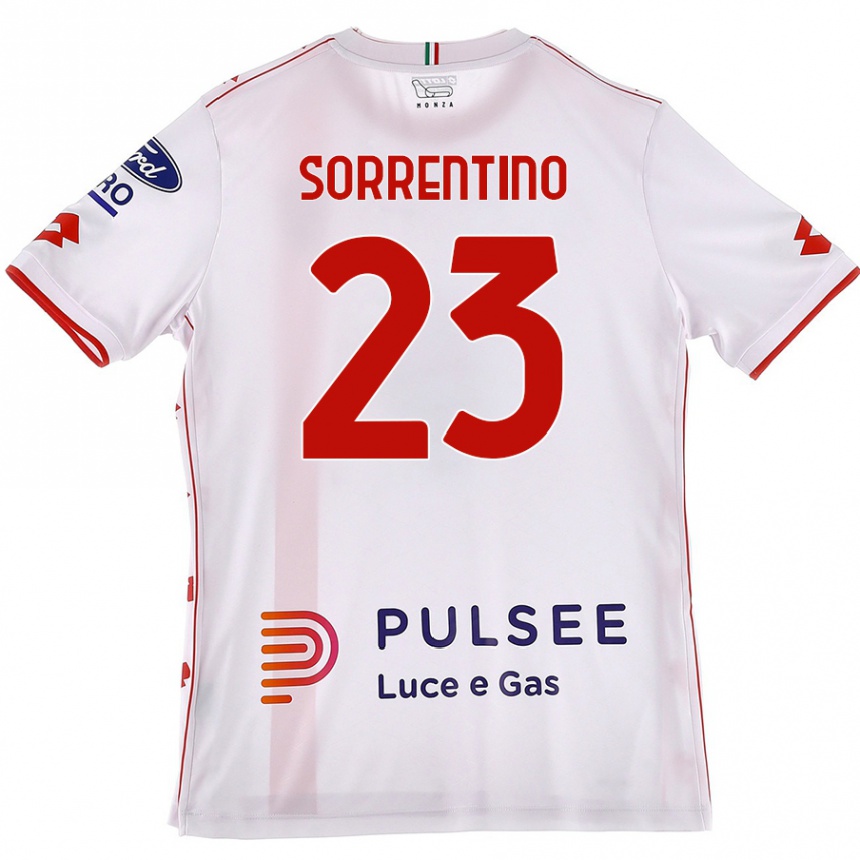 Kids Football Alessandro Sorrentino #23 White Red Away Jersey 2024/25 T-Shirt Australia