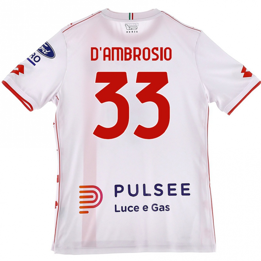 Kids Football Danilo D'ambrosio #33 White Red Away Jersey 2024/25 T-Shirt Australia