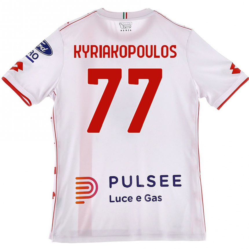 Kids Football Georgios Kyriakopoulos #77 White Red Away Jersey 2024/25 T-Shirt Australia