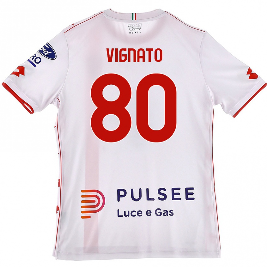 Kids Football Samuele Vignato #80 White Red Away Jersey 2024/25 T-Shirt Australia